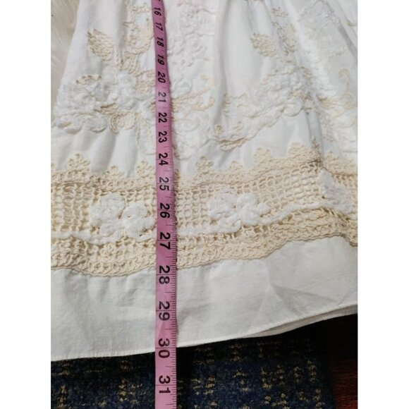 Adrianna Papell White V-Neck Boho Festival Weddinguest Sleeveless Lace Dress 10 - Picture 9 of 10